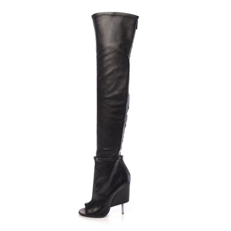 GIVENCHY Calfskin Narlia Over The Knee Boots 38 Black